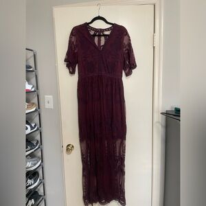 Altar'd State Burgundy Maxi Dress